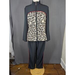 DD Lifestyle Vintage Womens Track Suit Size PM Petite Medium Black Cheetah